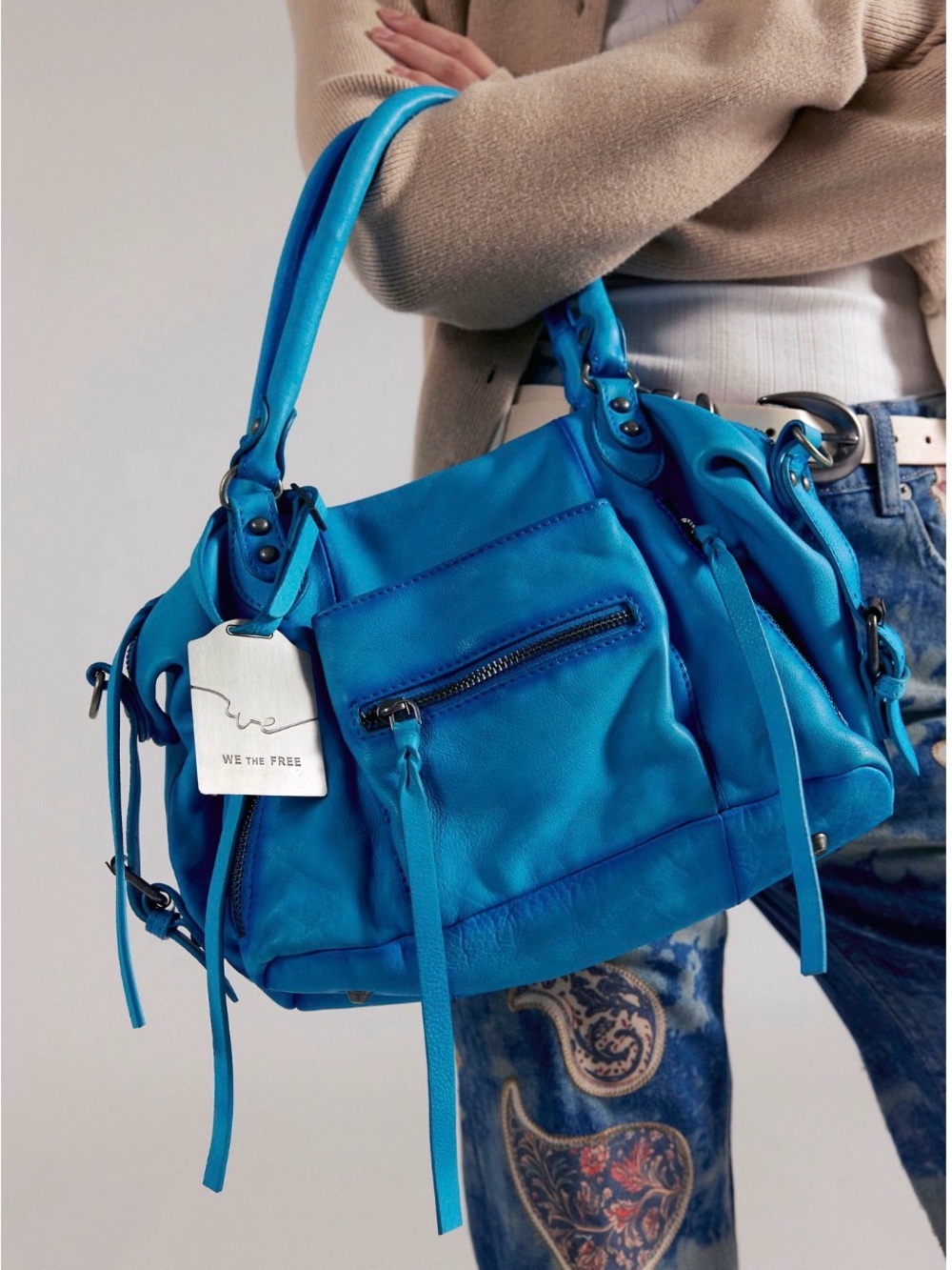 Free People We The Free Baby Emerson Tote Bag Cerulean Blue NWT